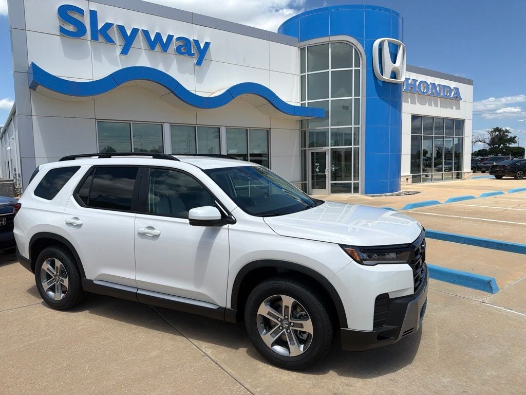 2026 Honda Pilot EX-L in Platinum White Pearl — front three-quarter view